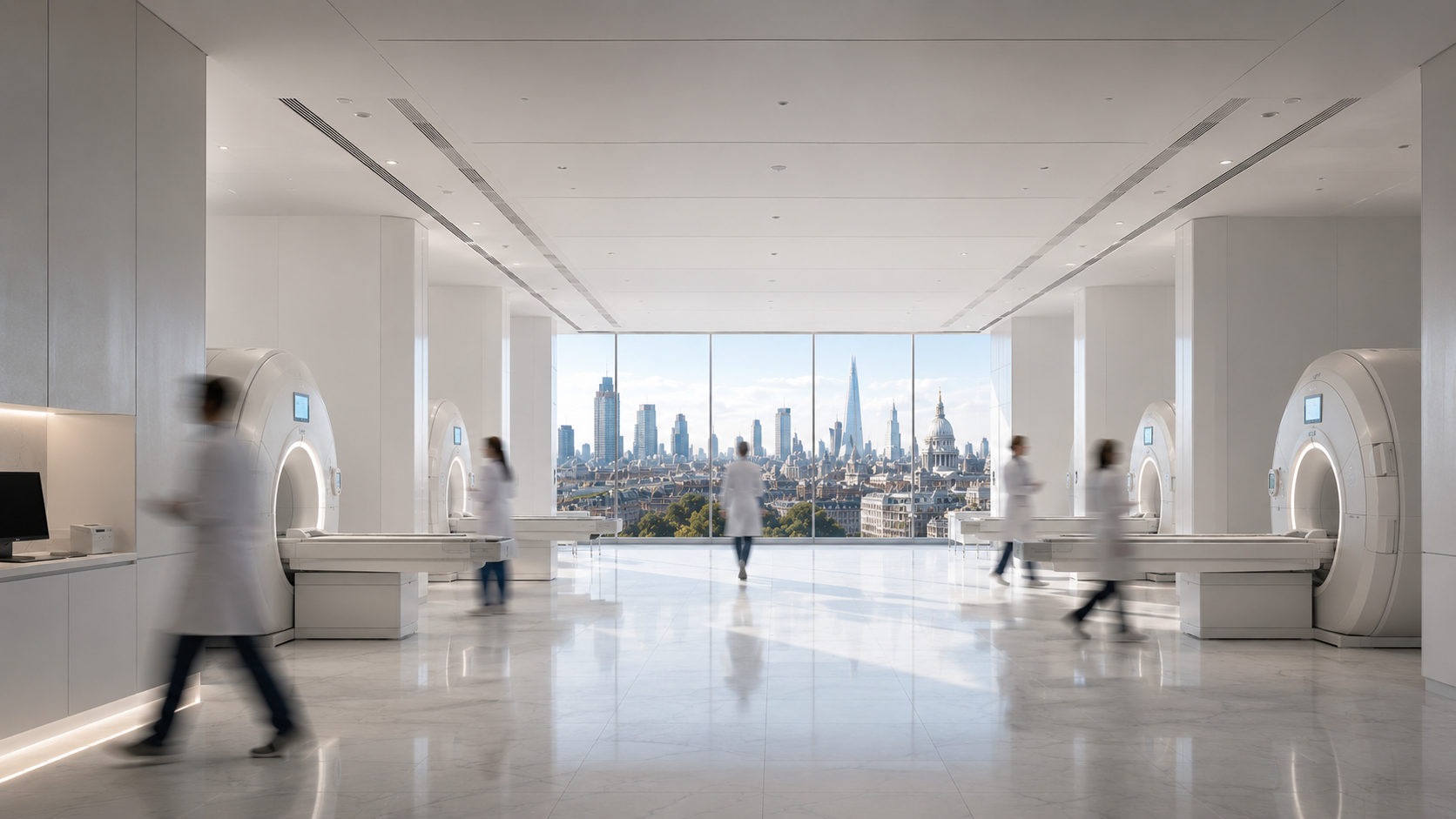 Architectural render of the New UMG research imaging floor overlooking London